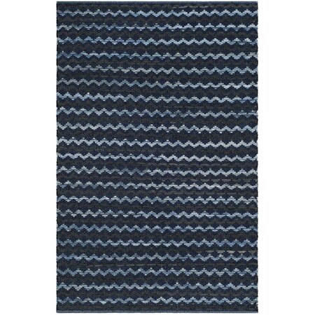 Safavieh Montauk Hand Woven Rectangle Rug, Turquoise and Blue and Black - 6 x 9 ft. MTK120N-6